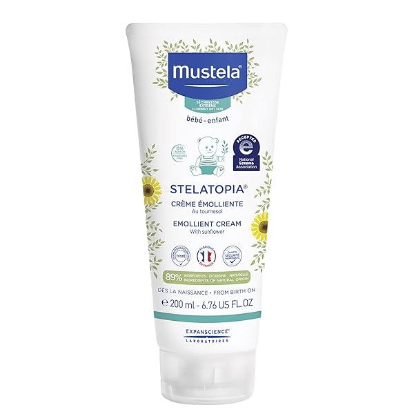 MUSTELA STELATOPIA ECZEMA-PRONE SKIN EMOLLIENT BABY CREAM – MOISTURIZING BODY LOTION WITH NATURAL AVOCADO & SUNFLOWER OIL – FRAGRANCE-FREE – 6.76 FL. OZ.