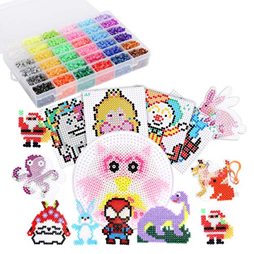 Ollieroo 9000 pcs Perler Beads Kit with Pegboards 36 Colors Iron Fuse