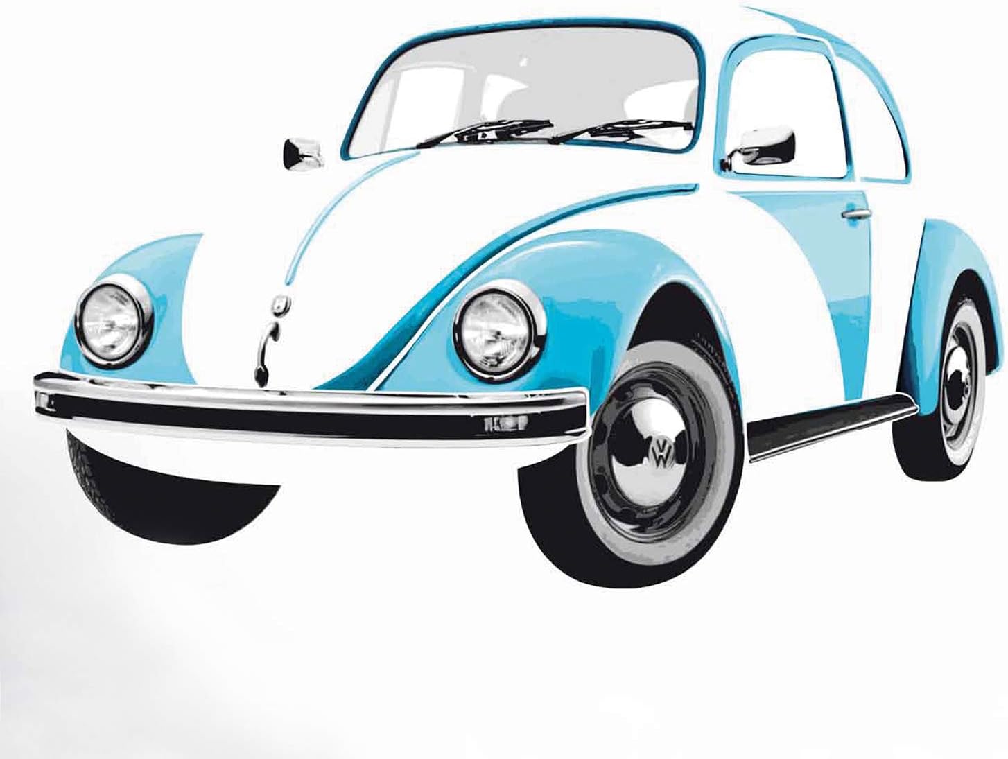 BRISA VW Collection Volkswagen Selfadhesive Wall Tattoo Sticker Decoration Poster with T1 Bus Campervan Design (Beetle/Blue)