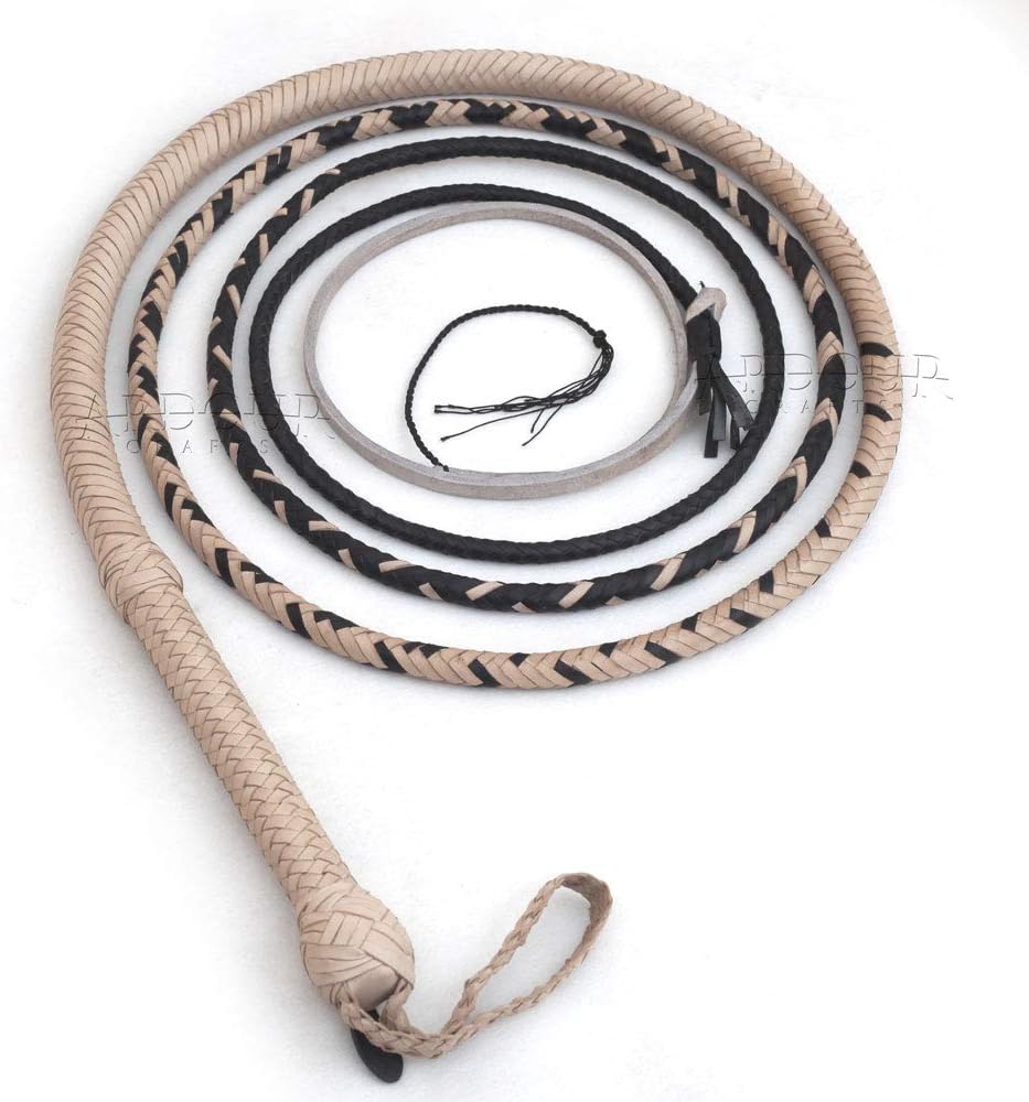 Ardour Crafts Bull Whip 8 Foot 12 Plait Kangaroo Hide Leather Custom BULLWHIP Indiana Jones