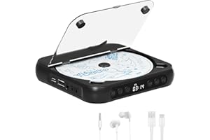 SKYANS CD Player Portable with Bluetooth, Rechargeable CD Players for Home/Car, Built-in HiFi Speakers, Headphones, LCD Scree
