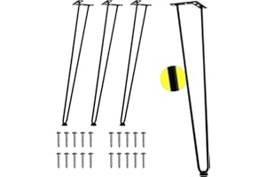Ironalita 24 Inch Hairpin Legs for Furniture Set of 4, Heavy Duty Industrial Metal Table Legs with 3/8" Black Solid Iron, DIY Hair Pin Legs for Coffee Table, Side Table with 4 Floor Protectors