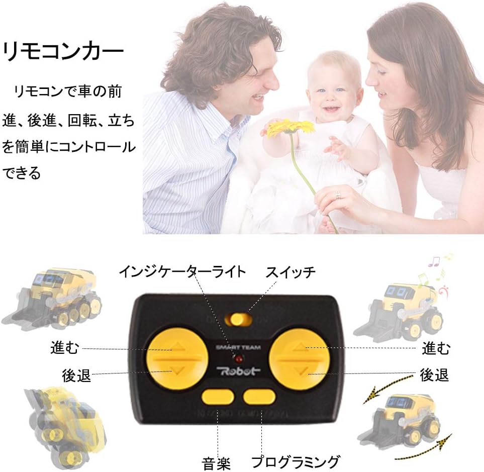 Amazon Co Jp Bibielf 子ども おもちゃ 車 建設車両 働く車 プログラミング ロボットおもちゃ リモコンカー スタントカー 工事カー 作業車両 おもちゃ 音楽 ライト 誕生日 パーテイー クリスマス プレゼント 贈り物ー働く車 本