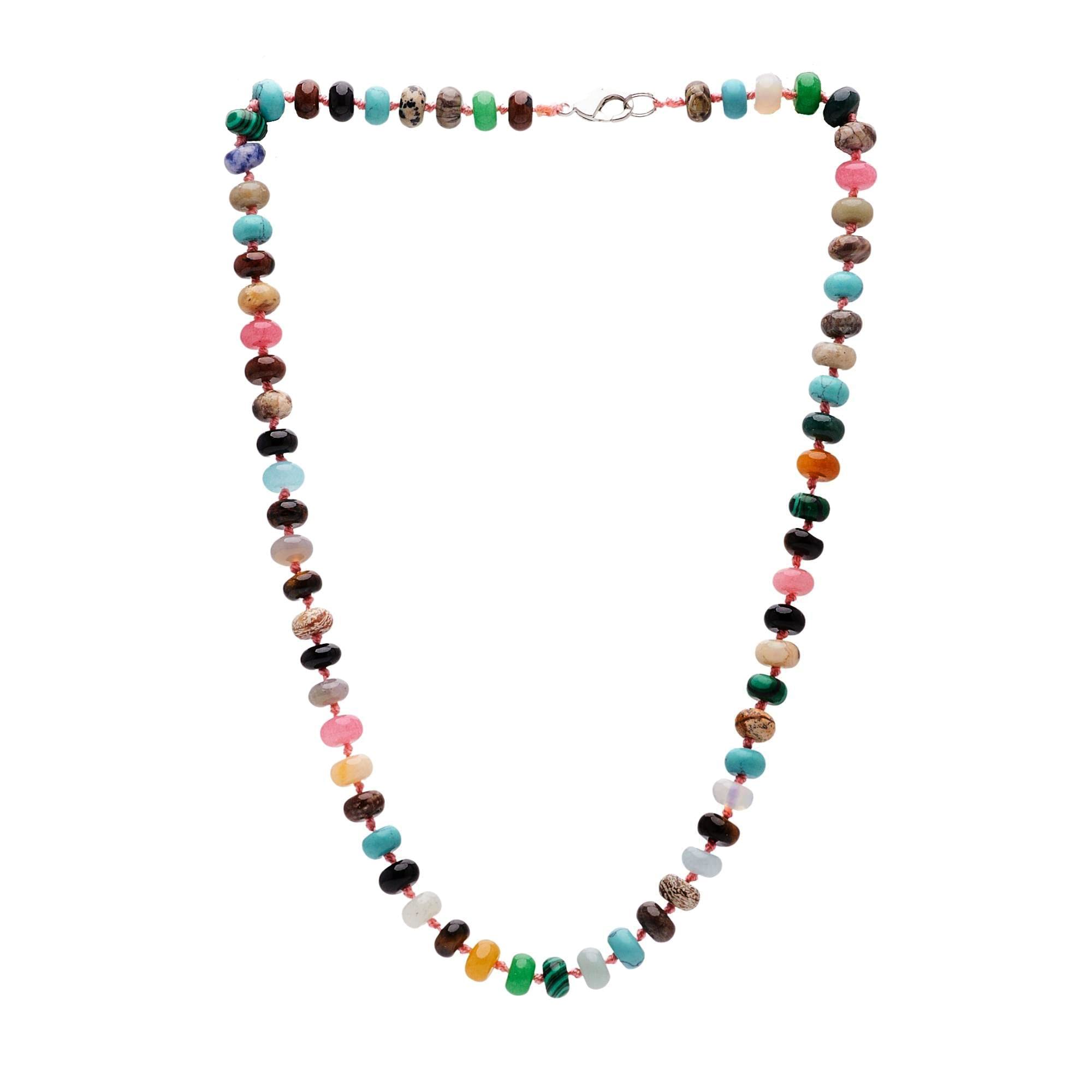 Treasure Bay Women's Handmade Necklace 8mm Rondle Shape Gemstone Beaded Necklace (Multicolours)