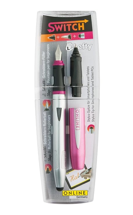 ONLINE 25037 - Schreiblern-Füller Switch Starter im Set, mit Iridium-Feder L (Linkshänder) und Tintenpatronen-Rollerball Grif