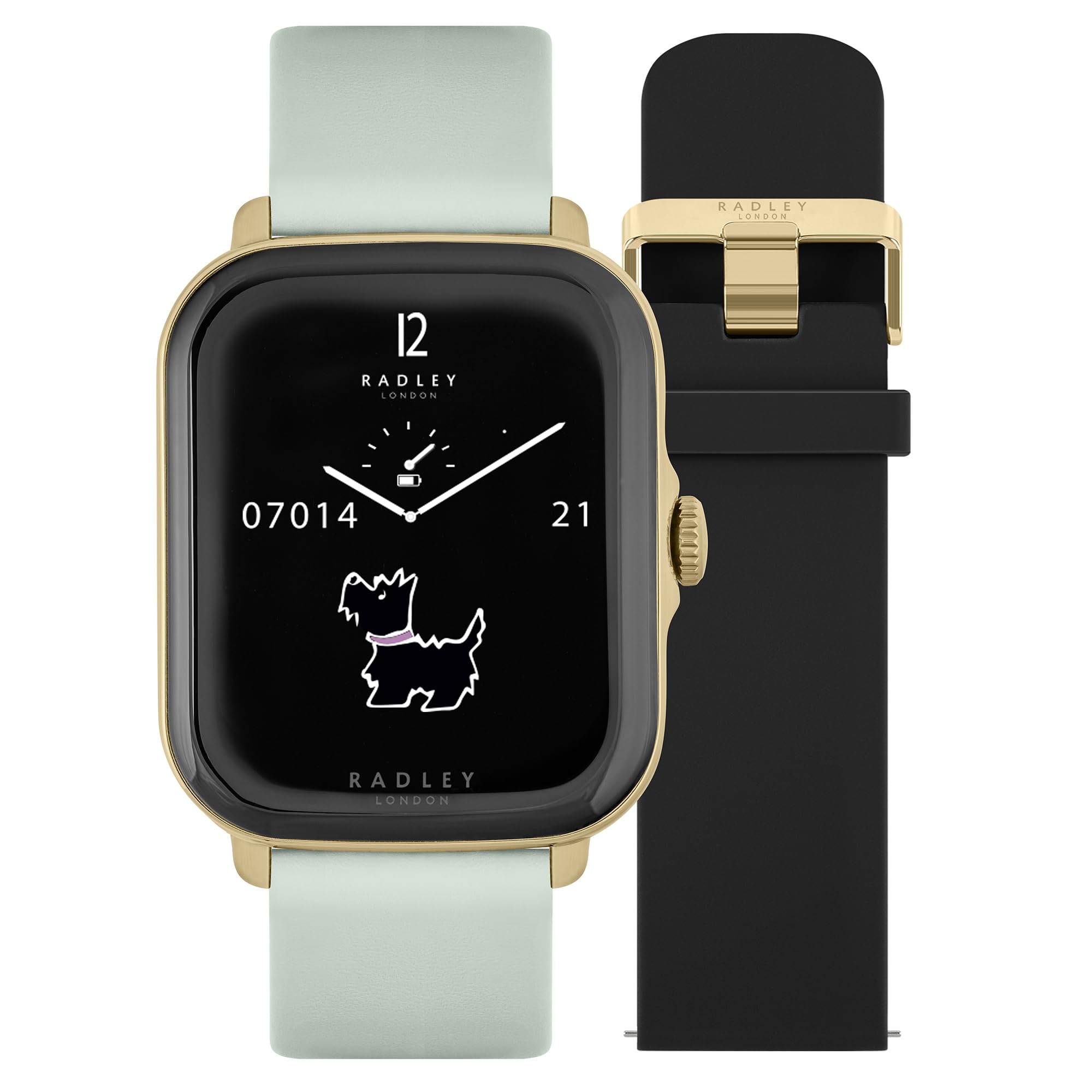 Radley Series 20 Smart Calling Watch with interchangeable Black Silicone and Eucalyptus Leather Straps RYS20-2126-SET