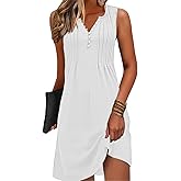 Disamer Beach Dresses for Women 2026 Vacation Swim Cover up V-Neck Summer Dress Button Down Sleeveless Boho Floral Sundress