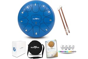 The Balmy Drum - 11 Note 10 Inch Steel Tongue Drum, Steel Drum Instrument, Drums For Adults, Balmy Drum Set for Kids with Mus