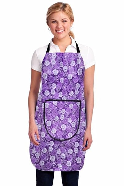 Super India Modern PVC Waterproof Kitchen Apron with Front Pocket, Purple