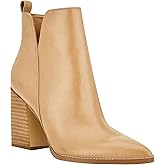 Juliet Holy Women's V Cut Ankle Boots Pointed Toe Stacked Chunky Heel Side Zipper Leather Cutout Western Booties