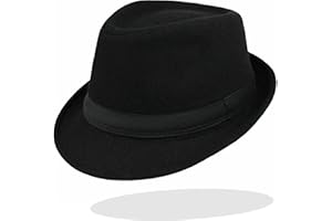 HINYBOEH Mens Classic Derby-Fedora-Hat Manhattan Structured Gangster Trilby Cuban Short Brim Vintage Panama-Jazz-Hats(Size:7 1/4)