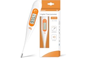 FEMOMETER Thermometer for Adults, Oral Thermometer for Fever, Thermometer with Fever Alert, Memory Recall, C/F Switchable, Rectum Armpit Reading Thermometer for Whole Family (Orange)