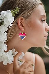 Bisexual Pride Heart Shape Dangle Earrings Gay