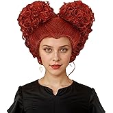 Karlery Adult Women Short Curly Red Bud Bal Wig Flat Bangs Updo Chignon Sanderson Costume Wig Halloween Cosplay Party Wig