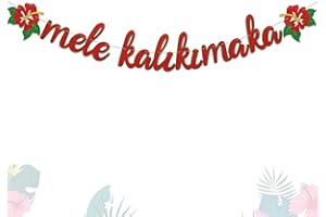 FAISICHOCALATO Christmas Banner Mele Kalikimaka Glittering Banner With Hibiscus Flowers For Hawaiian Christmas Winter Holiday Party Decorations Supplies
