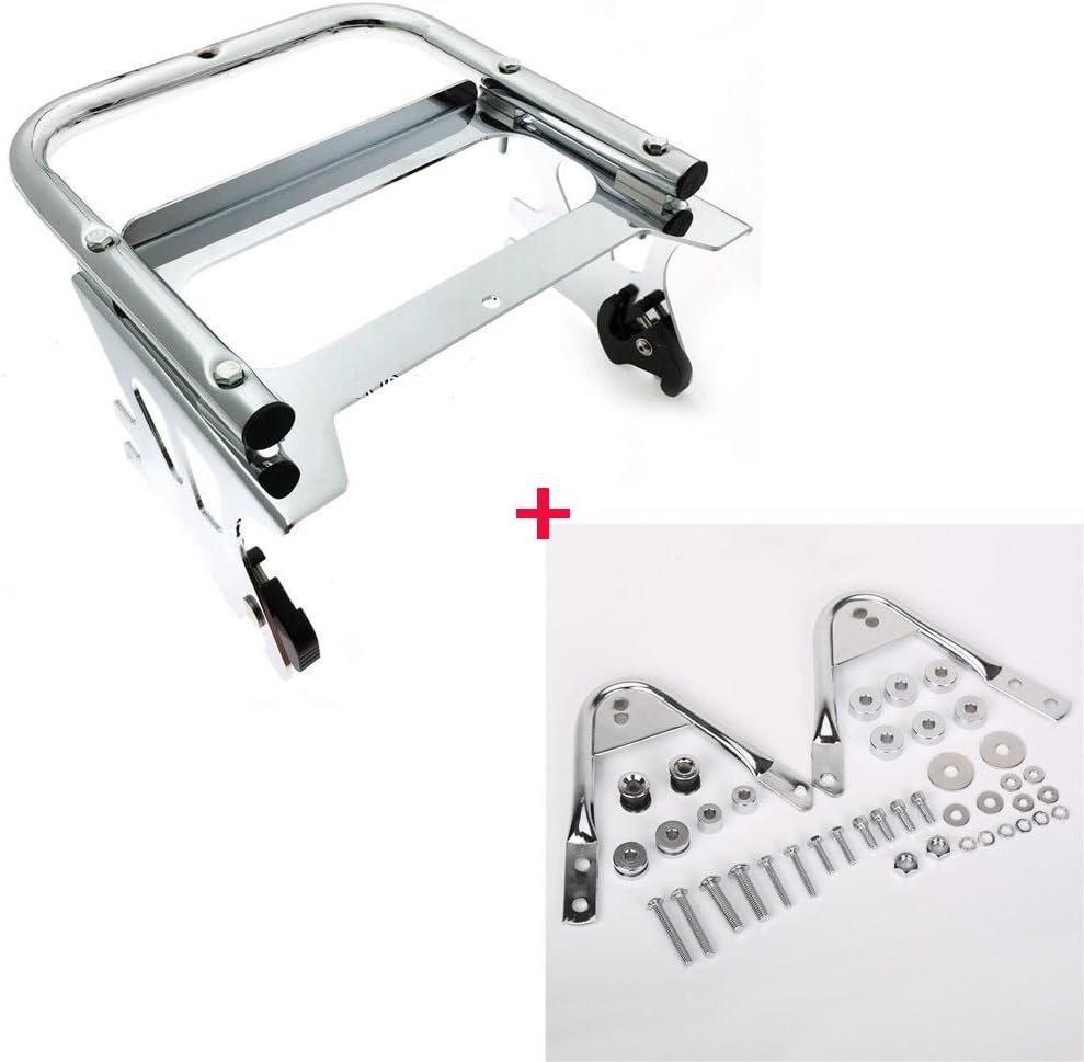TJMOTO Chrome Detachable Two-up Tour Pak Pack Mounting Luggage Rack with Spacer& Docking Hardware Kit For Harley Touring Electra Glide Road King 1997-2008
