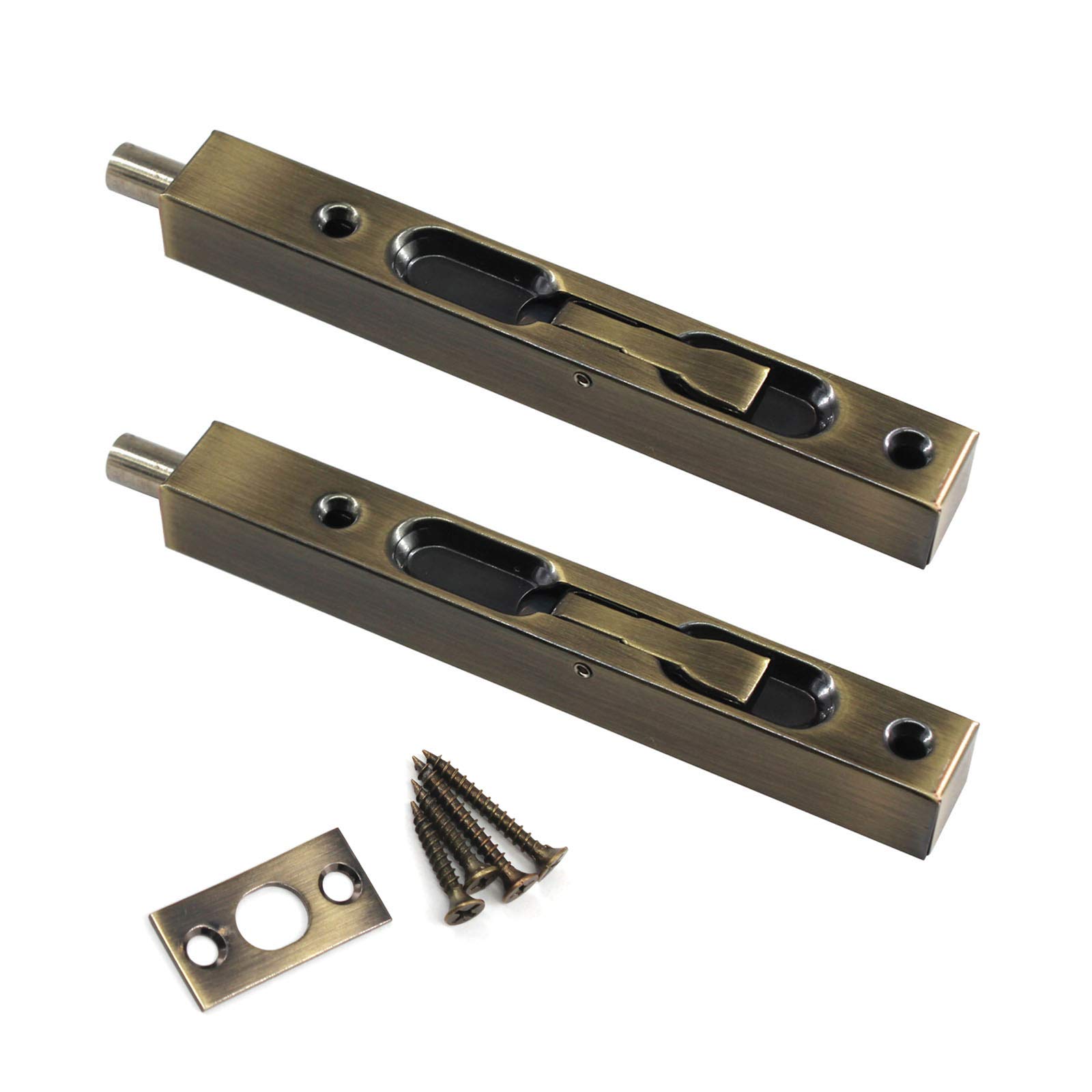 6 Inch Stainless Steel Slide Door Latch Bolt Bronze Flush Bolt with Screws for Bedroom,Cupboard