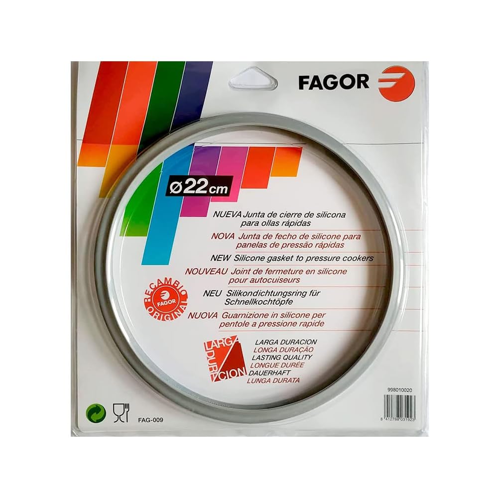 Fagor Pressure Cooker Rubber Replacement M18804554 Compatible with Fagor Pressure Cookers with an Inner Diameter of 22 Centimeters | Silicone, Ø22cm, Gray