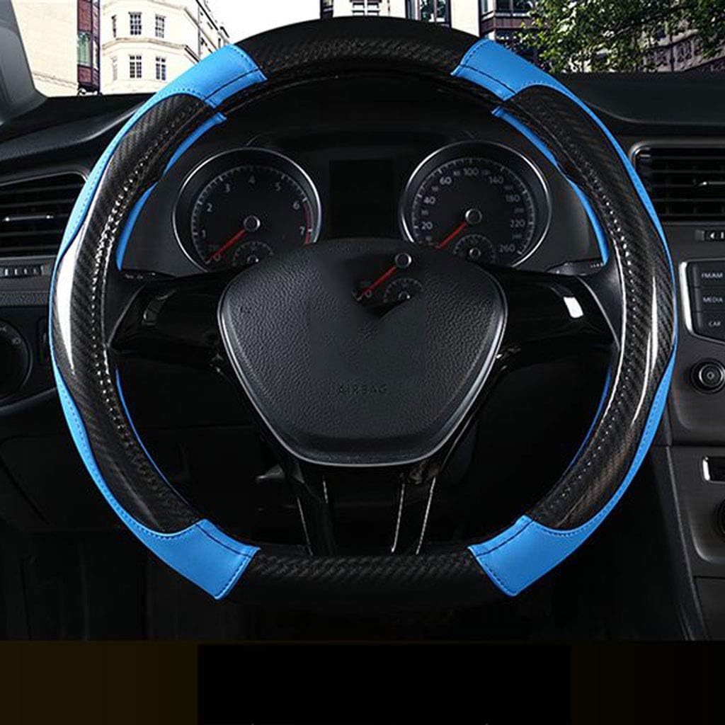 Carbon Fiber D-Type Universal Car Steering Wheel Cover Diameter 38cm Breathable Comfort Durability Safety Anti-Slip