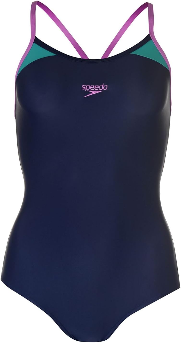 Speedo Damen Splice Badeanzug Schmale Träger Racerback Blau/violettt L