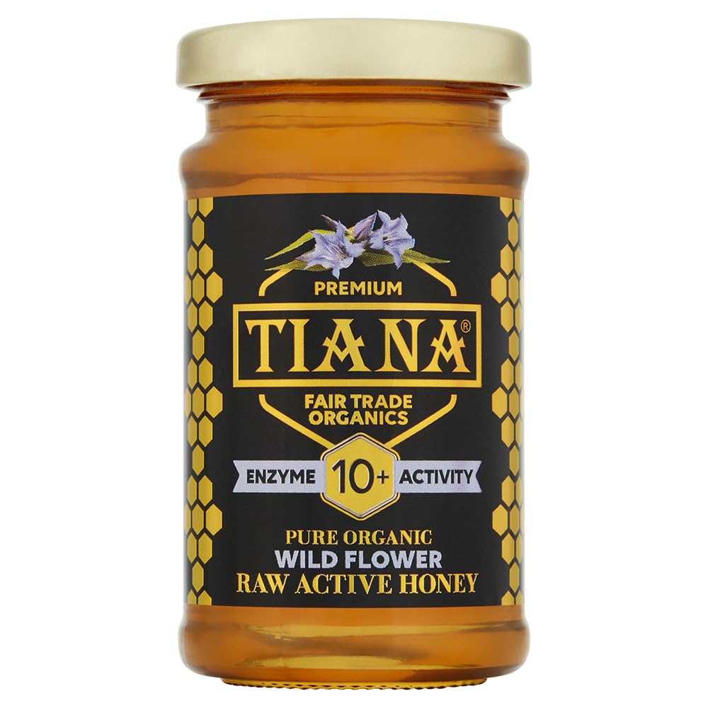 Raw Active Wildflower Honey 10+ 250g – Organic, Unpasteurised & Enzyme-Rich (Diastase 10+) – Pure Fairtrade Raw Honey with Antioxidants – TIANA