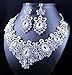 Janefashions Stunning Clear Austrian Rhinestone Crystal Necklace Earrings Set N12187 Silver