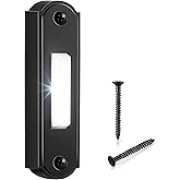Metal Lighted Doorbell Button,LED Wall Mounted Doorbell Switch, Black | Heavy Duty Metal Wired Door Bell Push Button for Universal Garage Door Opener Switch, White Light, Property In Copyright