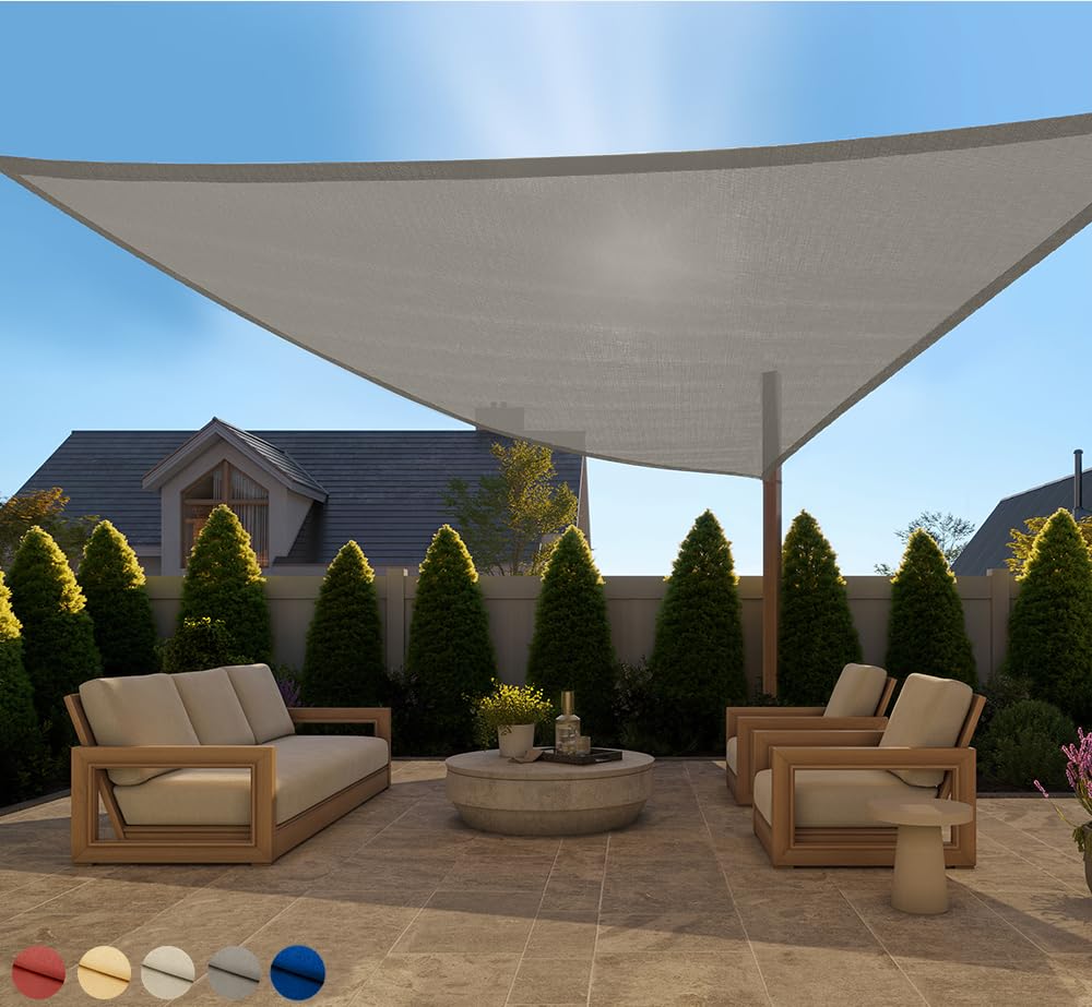 GORILLA GRIP Heavy Duty Sun Shade, UV Protection Fade Tear and Rust Resistant Rectangle Sunshade Canopy, Curved Edges Blocks Sunlight, Breathable Sail, Outdoor Patio, Lawn Garden, 12x12x12, Graphite Image