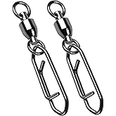 AMYSPORTS High Strength Snap Swivels Stainless Bearing Rolling Fishing Swivel Freshwater Snap Swivels Fishing Clip Steel Black Nickel