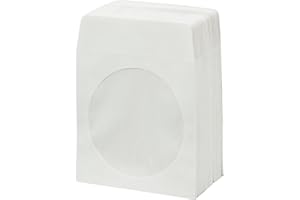 BestDuplicator White Cd/DVD Paper Sleeves Envelopes with Flap and Clear Window - 100pack