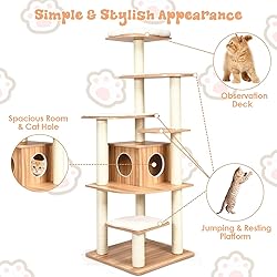 Tangkula Tall Cat Tree, 69-Inch Modern Cat Tower