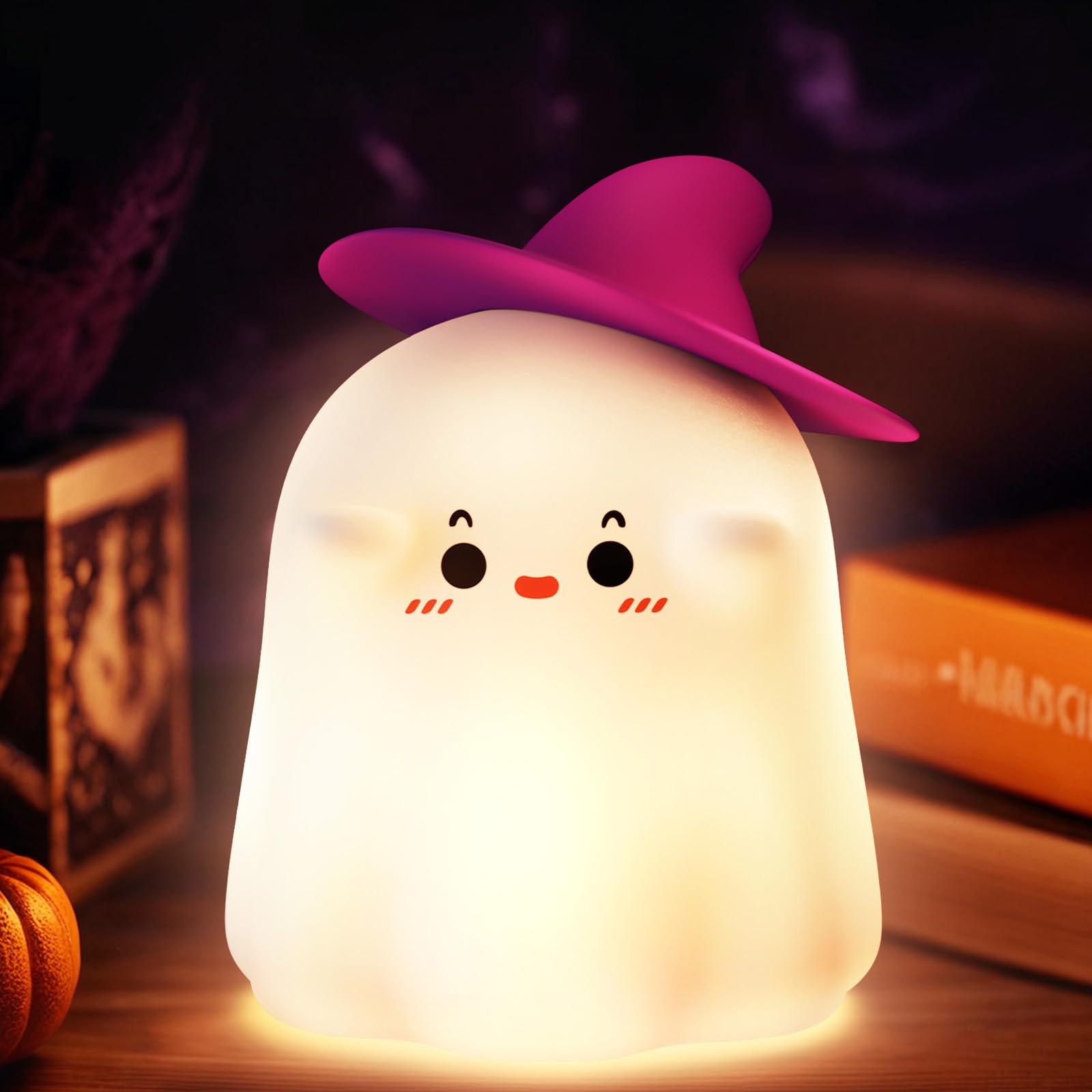 YISSVIC Kids Baby Night Light - Rechargeable 7 Colors with Timer - Halloween Ghost Silicone Night Light - Room Decoration Gifts — image 1