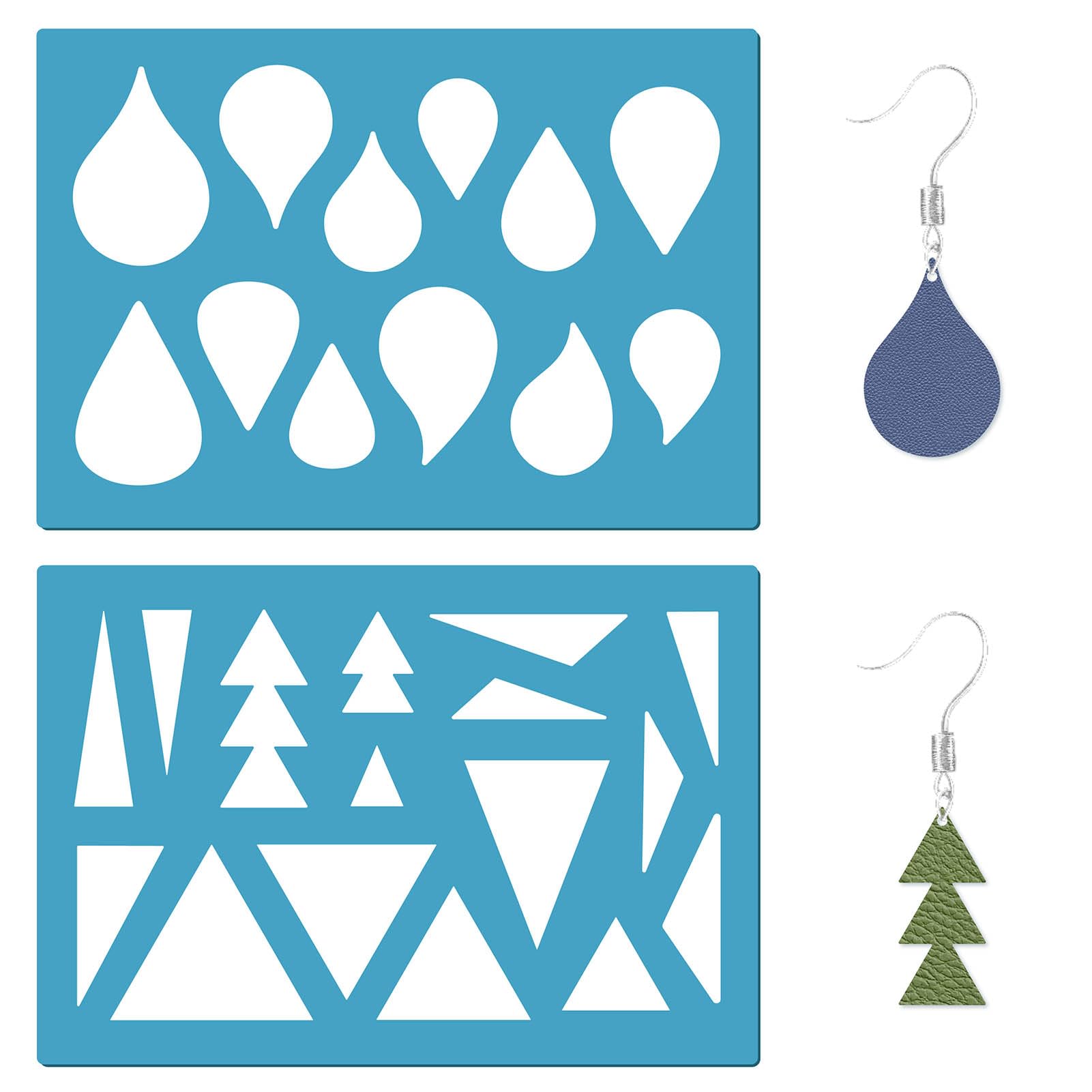 GORGECRAFT 13x9cm 2Pcs Earring Teardrops Jewelry Stencils Cutouts Stencil Arylic Triangles Geometric Reusable Drawing Template for Women Earrings Bracelets Making Cabochons DIY Ruler Art Tool