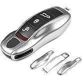Aojezoor GT Silver Key Fob Cover Compatible with Porsche Key Shell Key Fob Shell Replacement Compatible with Porsche Cayenne Panamera 911 718 Macan Boxster Cayman Old Style