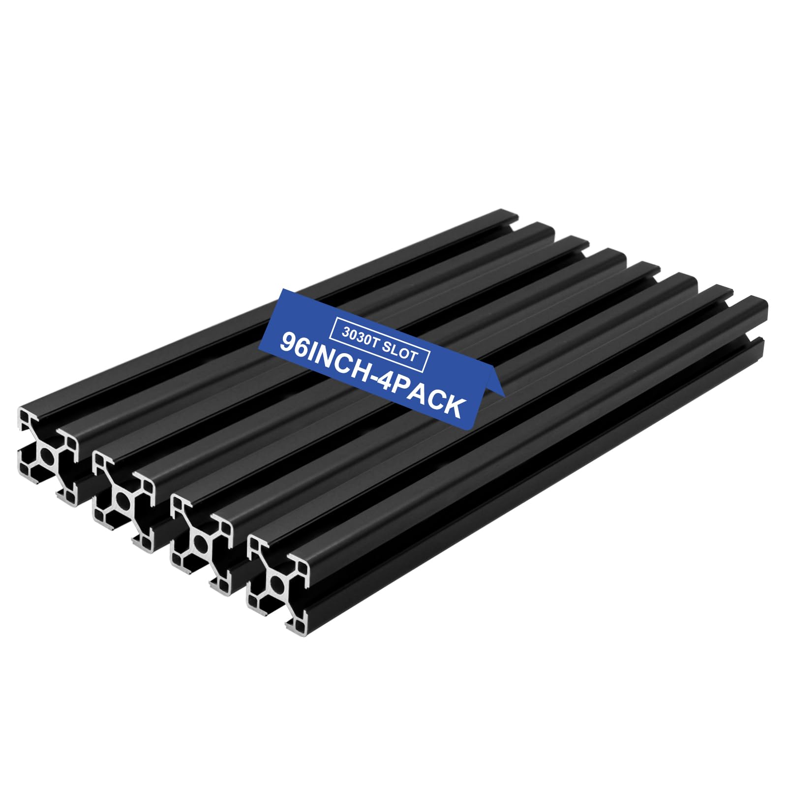 Photo 1 of Seekliny 3030 Aluminum Extrusion T-Slot 96 inch (8ft) Black 4 Pack European Standard 30x30 Extruded Aluminum T-Slotted 30 Series Aluminum Profile