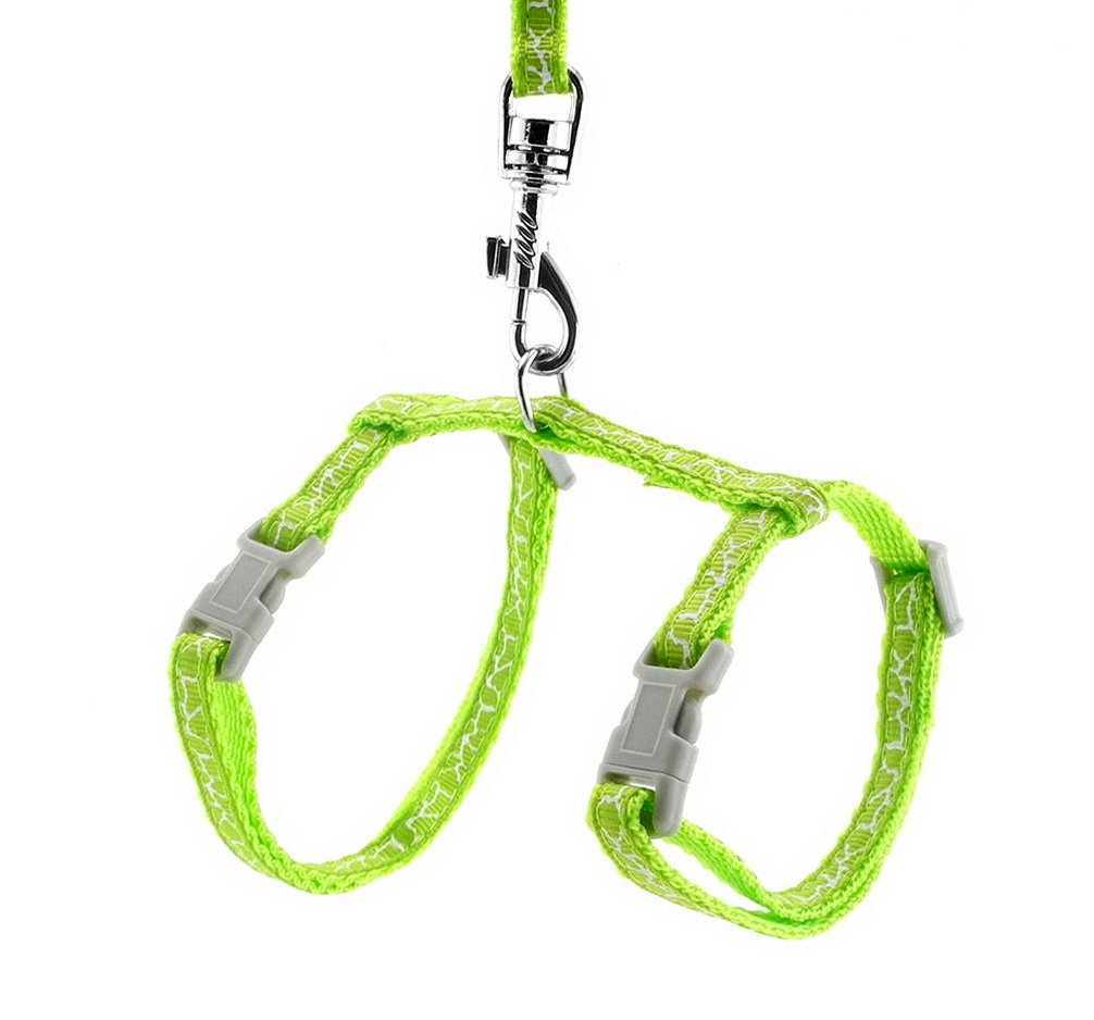 Ranphy Small Dog Halter Harness Cat Basic Harness Pet Collar with Lead Set Adjustable for Walking Training Running Hiking Green