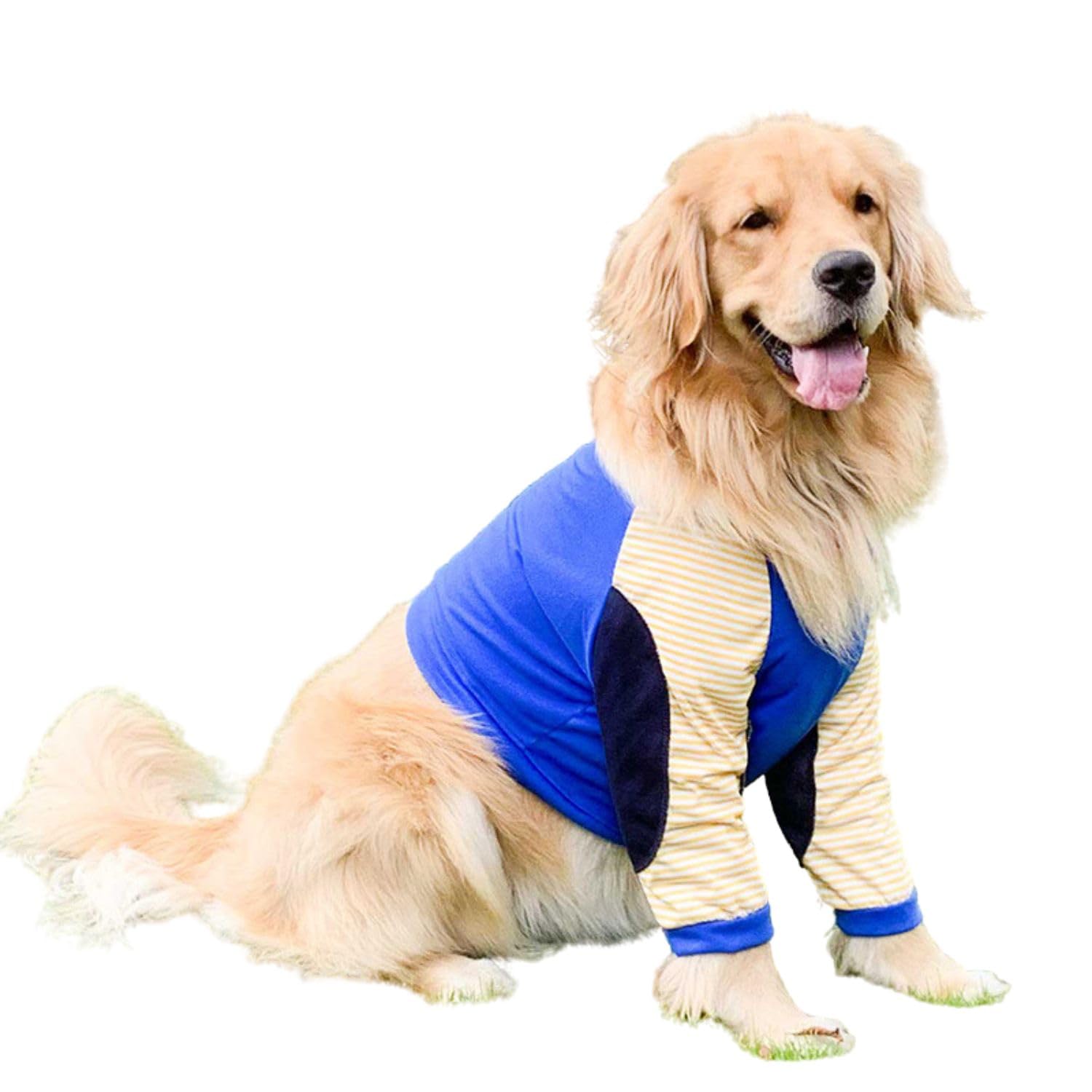 MeiAOBest Large Dog Elbow Protection Shirt,Dog Short Pajamas Joint Recovery Sleeve for Prevent Licking Wound_3XL(Blue)