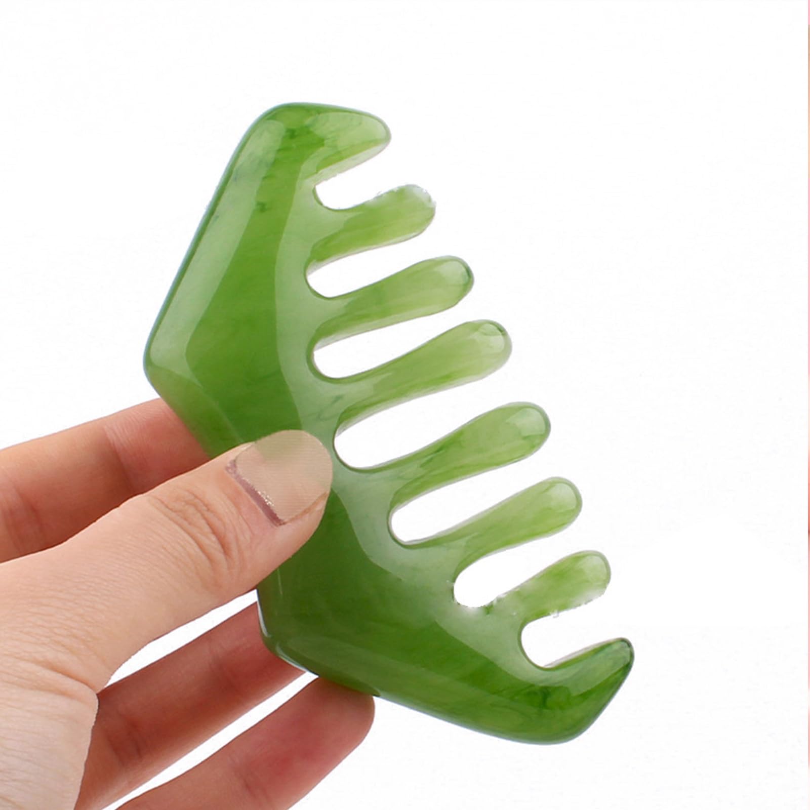 Photo 1 of 2 Pcs Jade Gua Sha Handheld Massage Comb - Heeta Hair Scalp Massager, Scalp Comb & Head Scratcher - Scalp Massage Tool for Head Caring, Relaxation, Physical Therapy, Acupoint Treatment  2PACK