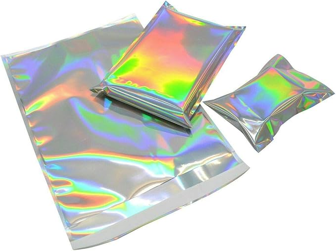 100Pcs Poly Mailers Holographic Metallic Aluminum Foil
