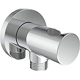 Aquaiaw Wall Supply Elbow with O-Ring Flange, Tapered 1/2 NPT Female Inlet, Solid Brass Wall Union With Handshower Holder, Ro