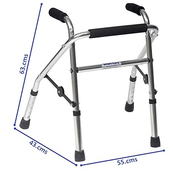 SMARTCARE Silver Aluminium Height Adjustable Folding Walker for Kids 966LS (Small Size)