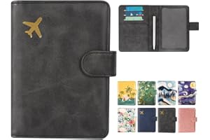 DMLuna Passport Holder Premium PU Leather Travel Passport Wallet RFID Blocking Passport Cover Case Travel Documents Organizer with Magnetic Closure, Free Mini Pen, for Women and Men, Calf Black
