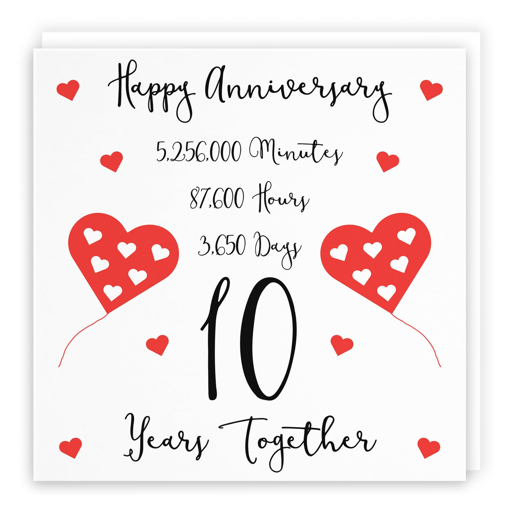 Hunts England - Large 10th Wedding Anniversary Card - 10 Years Together - Happy Anniversary - Timeless Collection - Large - 210 x 210 mm