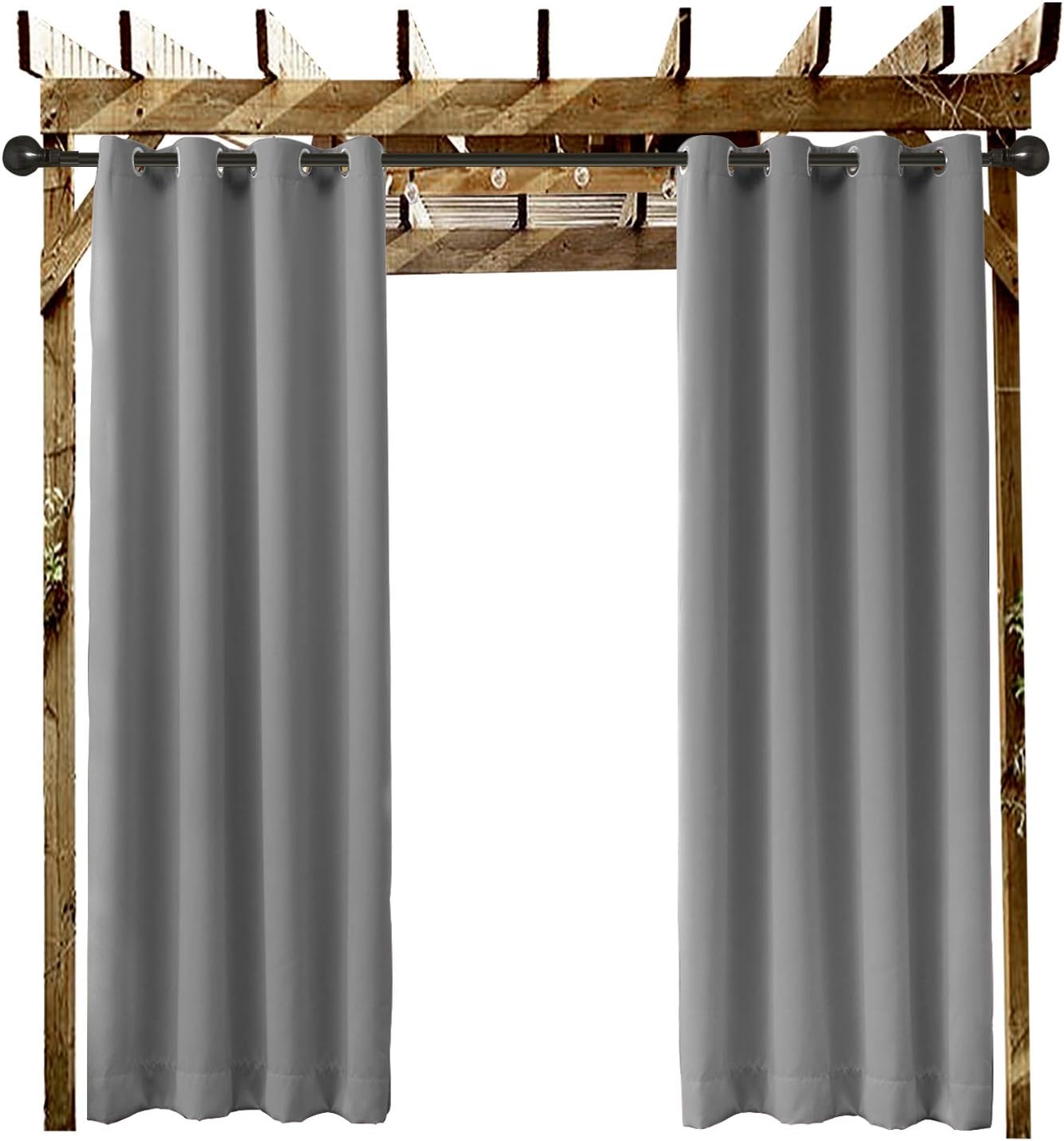 Outdoor Curtains - Drapifytex Outdoor Blackout Curtain Dark Grey Waterproof Drapery Rustproof Aluminum Grommet, Patio Curtain 84