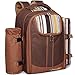 Ferlin Picnic Backpack for 4 with Cooler Compartment, Detachable Bottle/Wine Holder, Fleece Blanket, Plates and Cutlery Set (Coffee)