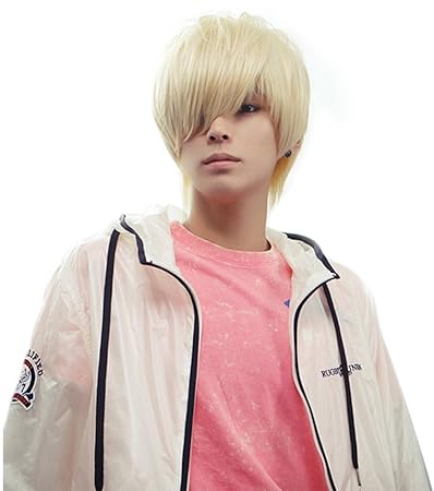 New Fashion Cool Mens Boys Short Straight Platinum Blonde Hair
