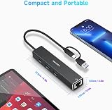 RSHTECH USB C Hub Ethernet Adapter 4-in-1 USB 3.2 10Gbps 1Gbps Network view 8
