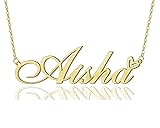 Aisha Heart Name Necklace 18k Gold Plated Stainless
