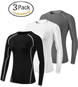 LNJLVI Women's 3 Pack Athletic Compression Long Sleeve T Shirt Tops