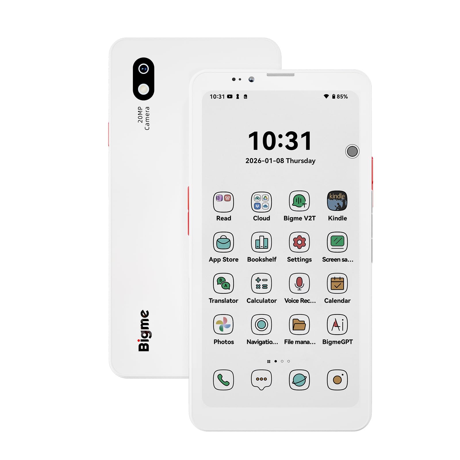 Photo 1 of Bigme HiBreak Pro Color 6.13" ePaper E-Ink Phone with Fingerprint Unlock, NFC, 8GB+256GB, eBook Readers Android E Ink eReader Mobile Phone with Android 14, 5G Dual SIM, 300PPI, Long Battery Life White